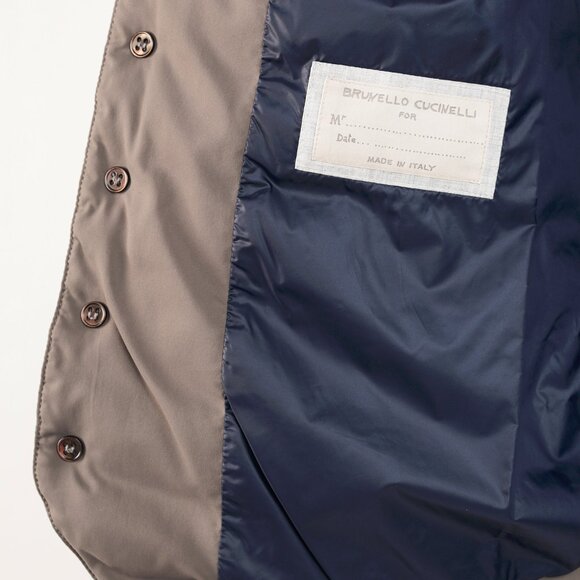 Brunello Cucinelli AW/15 Taupe Opaque-Nylon Notched-Lapel Down Waistcoat - Picture 10 of 15